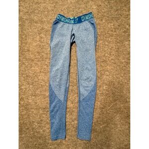 Gymshark Flex Leggings Blue Marl Seamless High Waisted XS Activewear Workout 28"